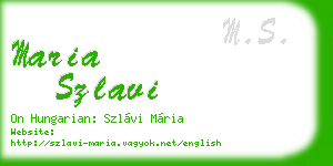 maria szlavi business card