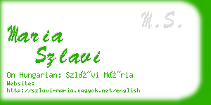 maria szlavi business card